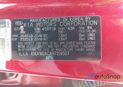 2017 Kia Sportage Lx z USA, uszkodzony, nr VIN KNDPM3AC4H7159507